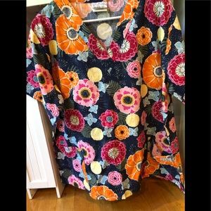 Poppy print scrub top